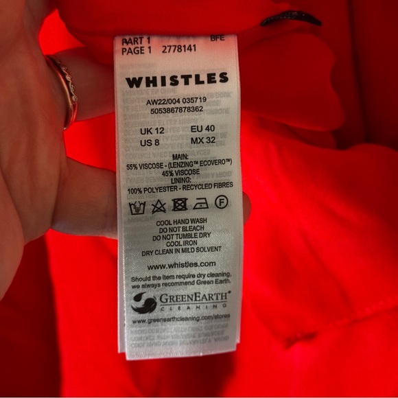 NWT Whistles Red Amira Tie Detail Dress size 8 - Picture 7 of 10